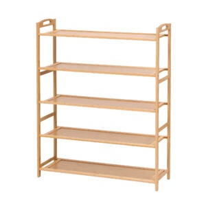 Artiss 5 Tier Bamboo Shoe Rack Storage Organiser Pine - Image 2