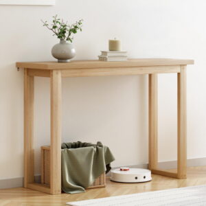 Artiss Pine Console Table Used As A Display Surface Inside A Modern Cafe