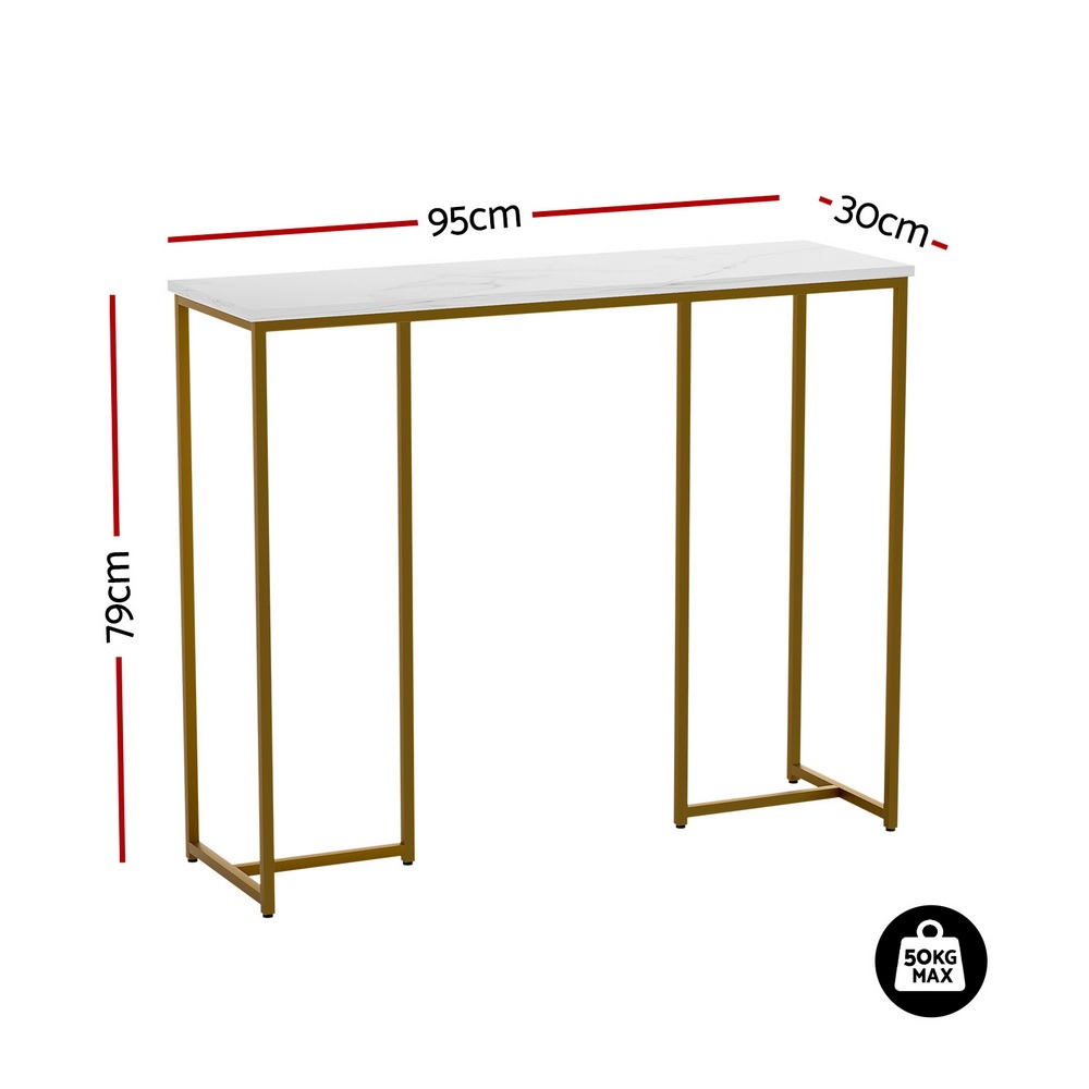 Artiss White &Amp; Gold Marble Effect Console Table – Auz Sales Online Artiss White &Amp; Gold Marble Effect Console Table - Image 3