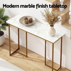 Artiss White &Amp; Gold Marble Effect Console Table – Auz Sales Online Artiss White &Amp; Gold Marble Effect Console Table - Image 6
