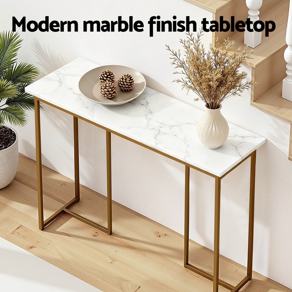 Artiss White &Amp; Gold Marble Effect Console Table – Auz Sales Online Artiss White &Amp; Gold Marble Effect Console Table - Image 6