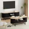 Artiss Tv Unit &Amp; Coffee Table Set | Black Pine Storage – Auz Sales Online Tv Unit Coffee Table Set