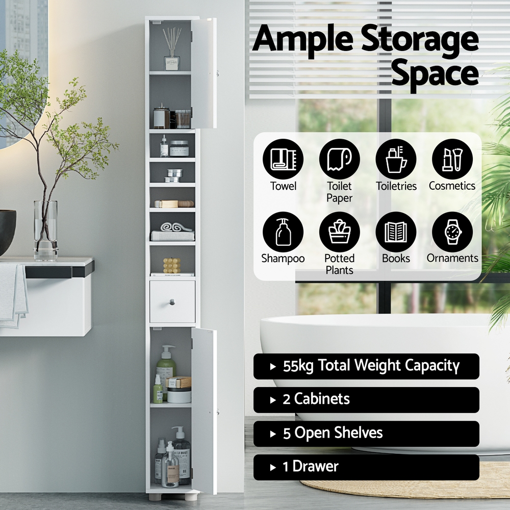 Artiss Slim Bathroom Storage Cabinet 180Cm Tall – Auz Sales Online Slim Bathroom Storage Cabinet