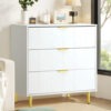 Artiss White 3 Chest of Drawers Lowboy Cabinet with carved pattern drawer fronts
