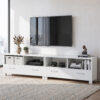 : Artiss White Eddie Tv Cabinet Entertainment Unit 180Cm Set Up As A Single Long Media Console With A Television.