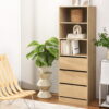 Artiss Pine 3 Chest Of Drawers Tallboy Cabinet Standing In A Bedroom