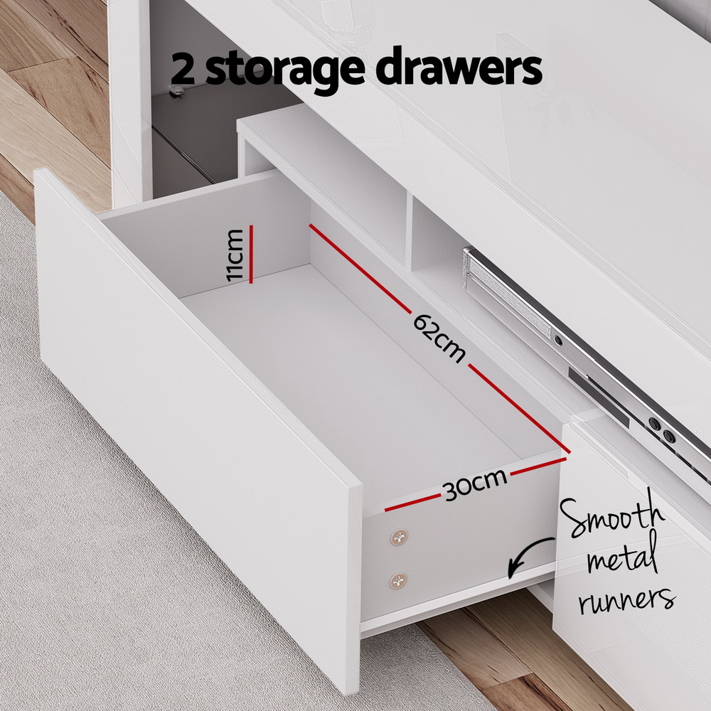 Artiss Rgb Led Tv Cabinet 200Cm White Gloss – Auz Sales Online Rgb Led Tv Cabinet