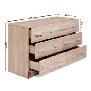 Artiss Veda Pine 6-Drawer Chest – Auz Sales Online 6-Drawer Chest