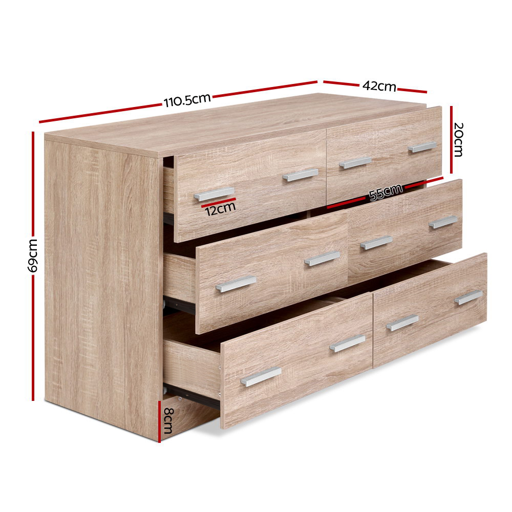 Artiss Veda Pine 6-Drawer Chest – Auz Sales Online 6-Drawer Chest