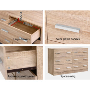 Artiss Veda Pine 6-Drawer Chest – Auz Sales Online 6-Drawer Chest