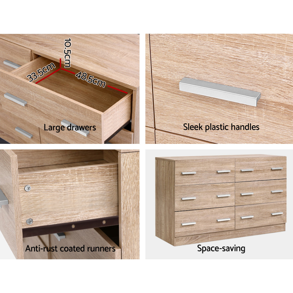 Artiss Veda Pine 6-Drawer Chest – Auz Sales Online 6-Drawer Chest
