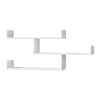 Artiss floating wall shelf 3 tier white styled with books and small potted plants on a neutral wall.