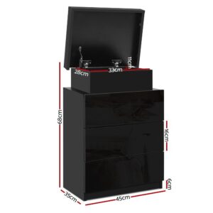 Customisable Rgb Led Lighting Strip On Black High Gloss Bedside Cabinet