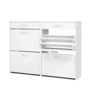 Artiss White Shoe Rack Cabinet Adjustable Shelves - Image 2