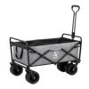 ardeon folding garden cart in grey with attached cargo net fully expanded