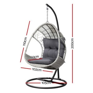Gardeon Outdoor Egg Swing Chair Wicker Pod Grey – Auz Sales Online Gardeon Outdoor Egg Swing Chair Wicker Pod Grey - Image 2