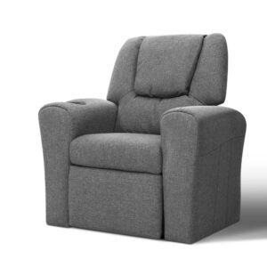 Keezi Kids Recliner Chair in grey linen fabric for children playroom lounge