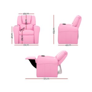 Keezi Kids Recliner Chair Pu Leather Sofa Lounge Couch Children Armchair Pink - Image 2
