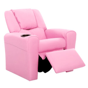 Keezi Kids Recliner Chair Pu Leather Sofa Lounge Couch Children Armchair Pink - Image 3