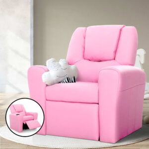Keezi Kids Recliner Chair Pu Leather Sofa Lounge Couch Children Armchair Pink - Image 7