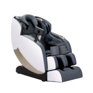 Livemor Beryl Electric Massage Chair in sleek grey leather upright position