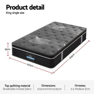 Giselle Bedding King Single Mattress 35Cm Euro Top With Grap
