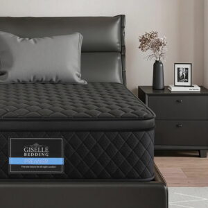 Giselle Bedding King Single Mattress 34cm thick with black Euro Top