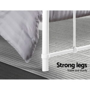 Artiss Bed Frame Metal Bed Frame Leo - Double (White) - Image 6