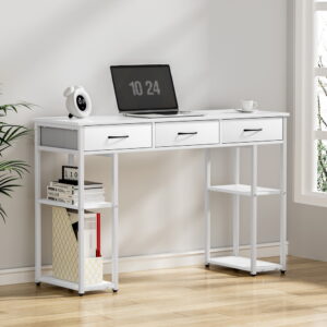 Artiss computer desk drawer shelves study table 120cm white and oak finish
