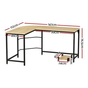 Artiss L-Shape Computer Desk With Cpu Stand Oak 147Cm – Auz Sales Online Artiss L-Shape Computer Desk With Cpu Stand Oak 147Cm - Image 2