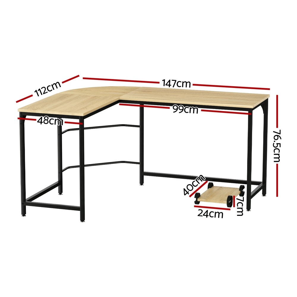 Artiss L-Shape Computer Desk With Cpu Stand Oak 147Cm – Auz Sales Online Artiss L-Shape Computer Desk With Cpu Stand Oak 147Cm - Image 2