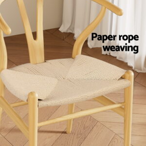 Artiss Wishbone Dining Chair | Wooden Rattan Seat – Auz Sales Online Wishbone Dining Chair