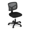 Artiss armless office chair in black mesh tucked under a compact wooden study desk