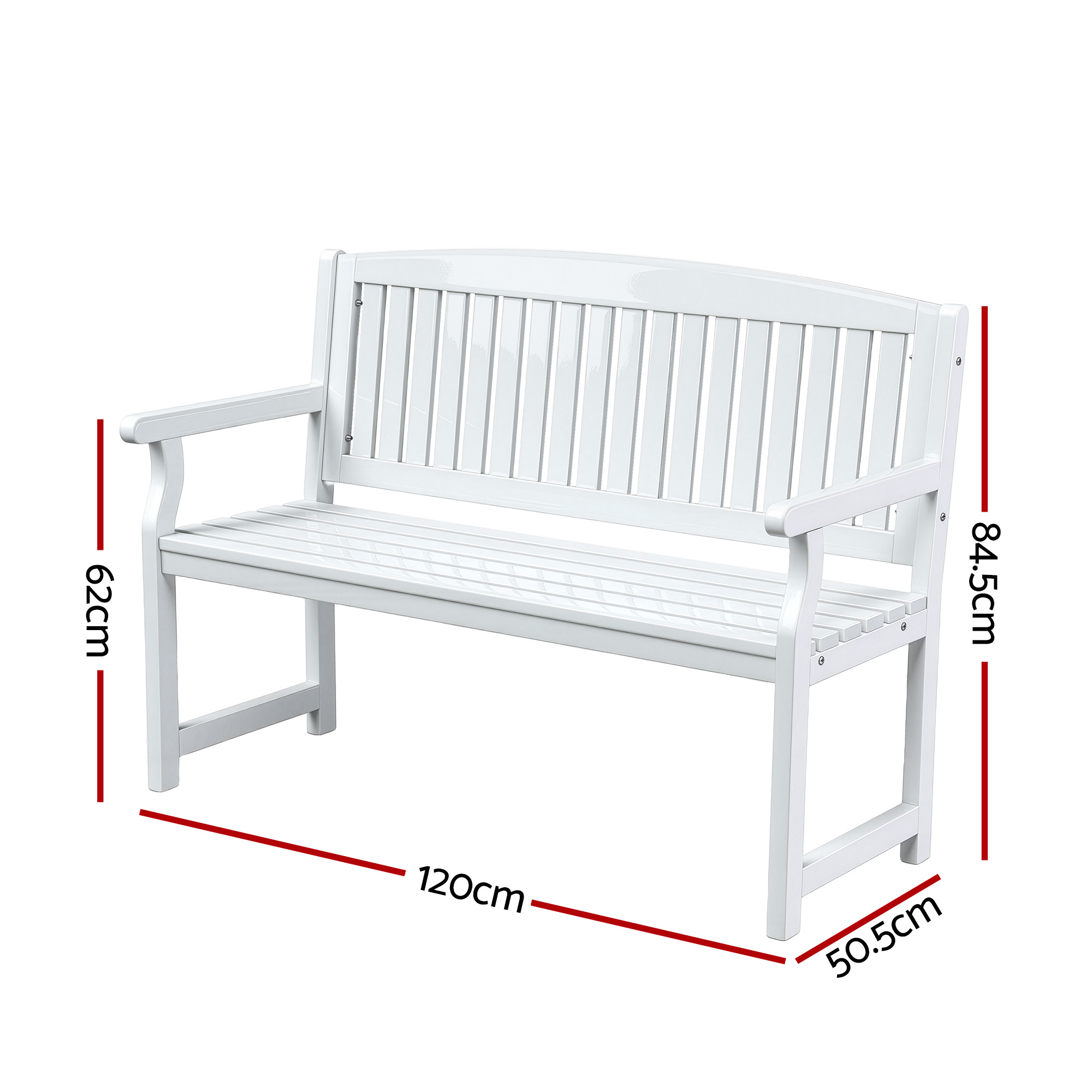 Gardeon Outdoor Wooden Garden Bench 2-Seater White – Auz Sales Online Outdoor Garden Bench