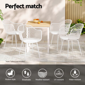 Gardeon 4Pc Outdoor Dining Chairs – White Pp Patio Set – Auz Sales Online Outdoor Dining Chairs
