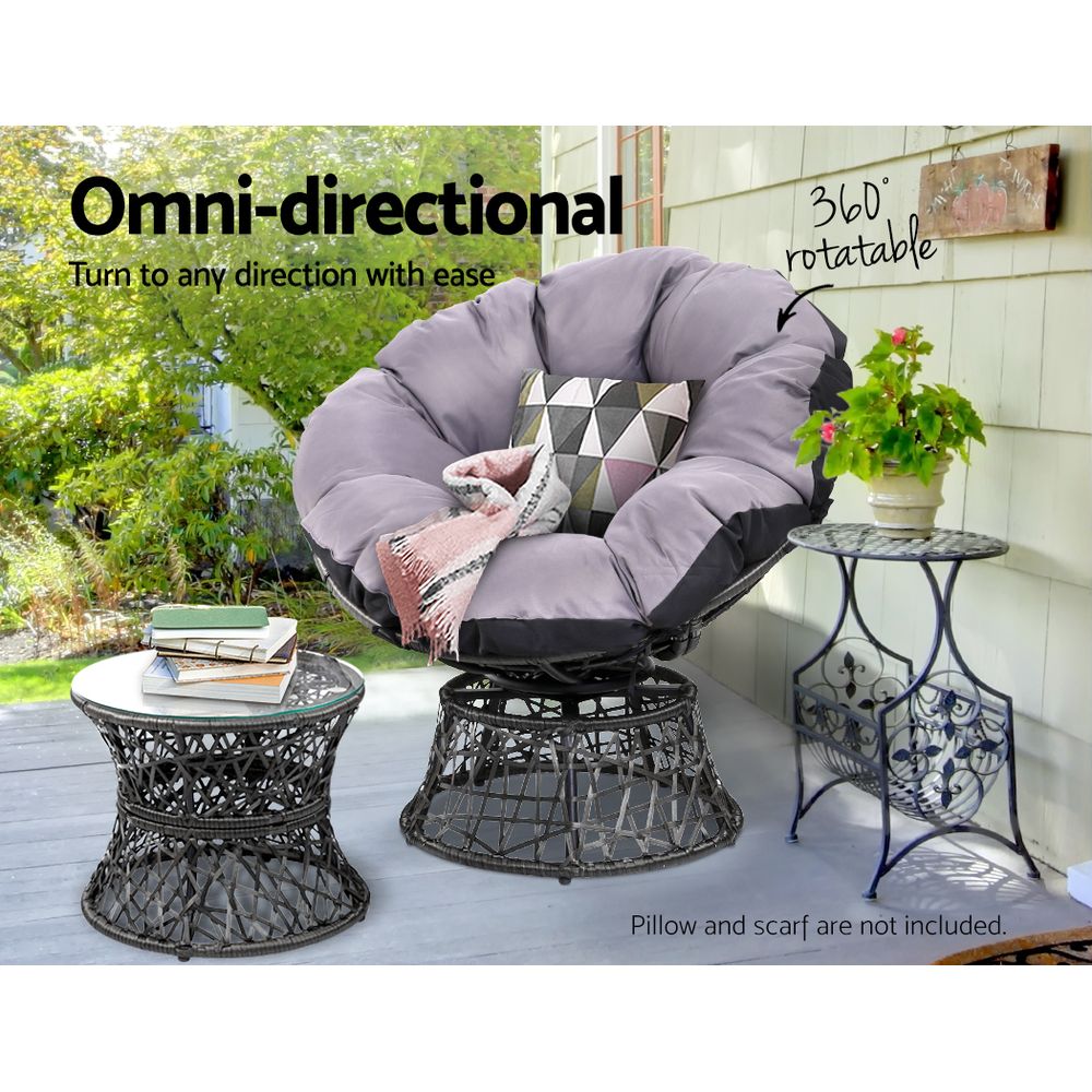 Gardeon Papasan Chair &Amp; Table Set – Black Wicker – Auz Sales Online Papasan Chair Set
