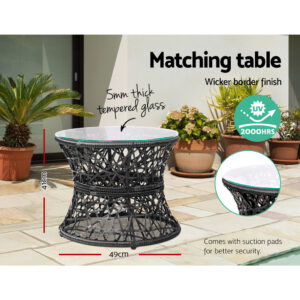 Gardeon Papasan Chair &Amp; Table Set – Black Wicker – Auz Sales Online Papasan Chair Set