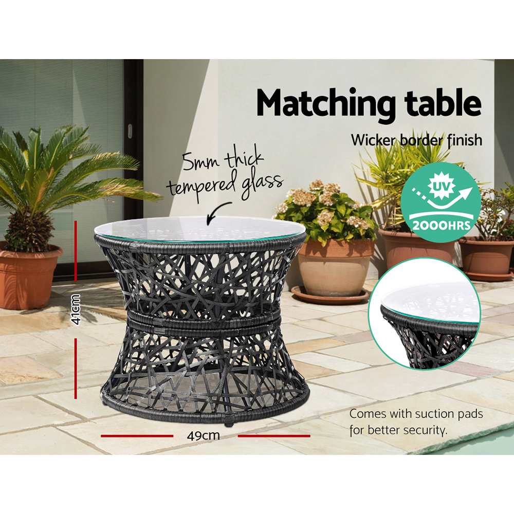 Gardeon Papasan Chair &Amp; Table Set – Black Wicker – Auz Sales Online Papasan Chair Set