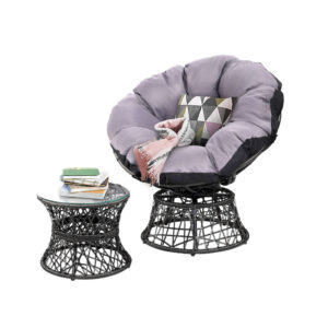 Gardeon Papasan Chair &Amp; Table Set – Black Wicker – Auz Sales Online Papasan Chair Set