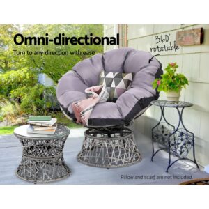 Gardeon Papasan Chair &Amp; Wicker Table Set - Grey – Auz Sales Online Papasan Chair Set