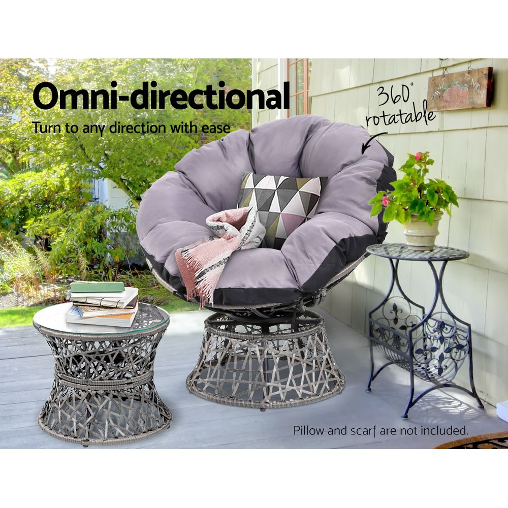 Gardeon Papasan Chair &Amp; Wicker Table Set - Grey – Auz Sales Online Papasan Chair Set