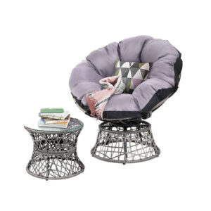 Gardeon Papasan Chair &Amp; Wicker Table Set - Grey – Auz Sales Online Papasan Chair Set