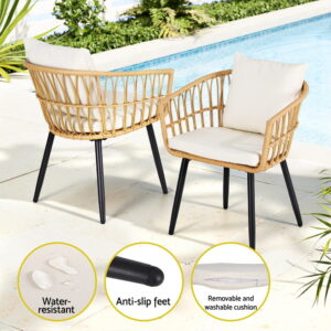 Gardeon 3Pc Outdoor Bistro Set | Natural Wicker – Auz Sales Online Outdoor Bistro Set