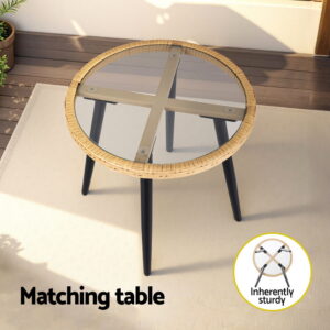Gardeon 3Pc Outdoor Bistro Set | Natural Wicker – Auz Sales Online Outdoor Bistro Set