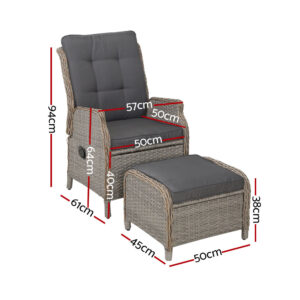 Gardeon Wicker Recliner Sun Lounge Chair Grey – Auz Sales Online Wicker Recliner Sun Lounge