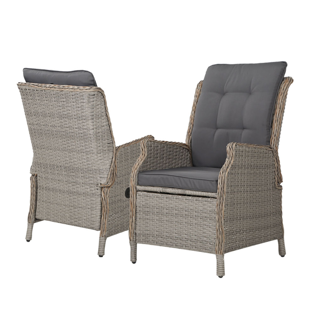 Gardeon Wicker Recliner Sun Lounge Chair Grey – Auz Sales Online Wicker Recliner Sun Lounge
