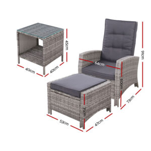 Gardeon 5Pc Wicker Recliner Set | Outdoor Lounge – Auz Sales Online Wicker Recliner Set