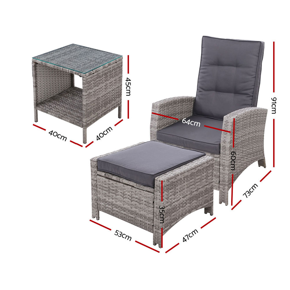 Gardeon 5Pc Wicker Recliner Set | Outdoor Lounge – Auz Sales Online Wicker Recliner Set
