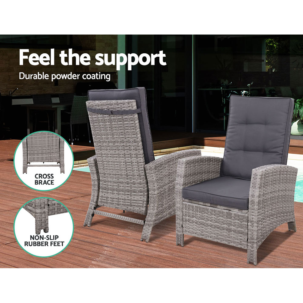 Gardeon 5Pc Wicker Recliner Set | Outdoor Lounge – Auz Sales Online Wicker Recliner Set