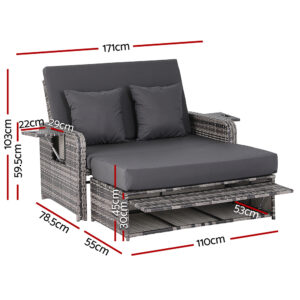 Gardeon Outdoor Day Bed Sun Lounge Setting Grey – Auz Sales Online Outdoor Day Bed